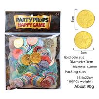 100pcs Retro Pirate Coin Party Supplies Gift Kids Favor Birthday Toys Halloween Decor Fake Treasure Plastic Game Coin įvairiaspalvis