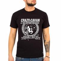 Popular CRAZY CAVAN Concer Band Mens Black T-Shirt Rockabilly Style Cloth for Male Vintage Ropa Hombre Mens Clothing S juoda