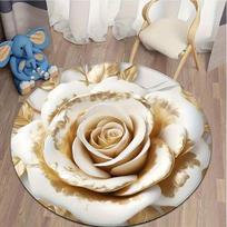 Luxurious Platinum Rose Flower round Carpet Bedroom Rug Living Room Home Sofa Rugs Large Floor Mats Decoration 80cm x 80cm