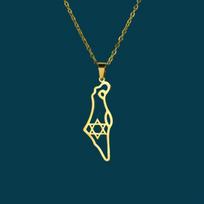 Stainless Steel Israel Map & Palestine Pendant Necklace - Star of David Jewelry for Men & Women Steel