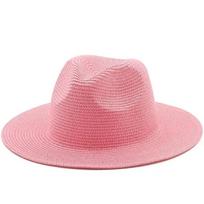 Big Head Size 60CM Straw Panaman Hat Foldable Woven Sun Hat  Men Plus Size Jazz Cap Women Beach Sun Protection Sun Shading Hat M 56-58CM rožinė