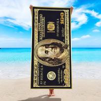 100 dolerių banknoto paplūdimio rankšluostis Kūrybingas pinigų raštas Vasaros atostogų baseino rankšluostis Minkštas greitai džiūstantis rankšluostis suaugusiems 50X100cm &1pc