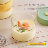 Heat-Resistant Glass Overnight Oats Cup with Lid, Steamed Egg Bowl, Airtight Storage Jar Pink 240ml