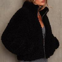 Women's Fleece Cardigan Jacket for Fall/Winter Short Shearling Jacket S