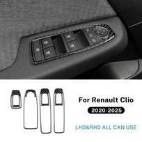 For Renault Clio 5 MK5 2020 2021 2022 2023 2024 2025 Real Soft Carbon Fiber Sticker LHD RHD Car Window Lift Panel Frame Trim