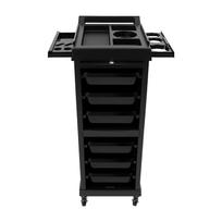 BYMAOCAR Beauty and Barber Trolley, 7-Tier Rolling Cart, Barber Storage Rolling Cart Floor Stand, Practical Storage Tool, Black juoda
