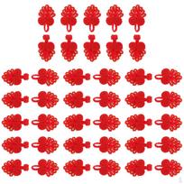 20 Pairs Chinese Knot Frog Buttons With Beads For Cheongsam Red and gold