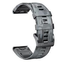 22mm 26mm QuickFit Sportinis Camouflage Silikoninis Dirželis Skirtas Garmin Fenix 6X 7X Pro Juosta Skirta Fenix 6Pro 5Plus Apyrankė Laikrodžio Dirželis 22MM šviesiai pilka spalva