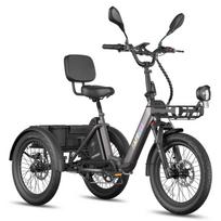 FAFREES F20 Mate II Elektrinis triratis, 48V 21Ah baterija, Hidrauliniai diskiniai stabdžiai, Priekinė ir galinė krepšiai juoda