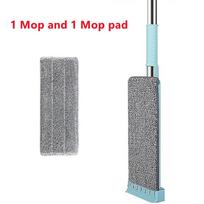 Naujausia mikropluošto plokščia šluostė, laisvai išspaudžiama rankomis valoma grindų šluota su plaunamais šluostės tvarsčiais „Lazy Mop“ buitinio valymo įrankiai, 2024 m. 1pcs pad
