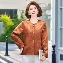 Reimagined Chinese National Style Women's Retro Jacquard Jacket - Spring/Autumn 2026 Collection, Round Neck, Stylish & Age-Reducing. 3XL (120-135 jin)