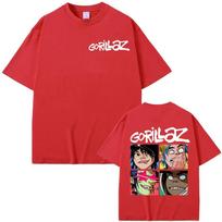 Gorillaz Rock Band Vintage Cartoon Graphic TShirt  Unisex Harajuku Style Classic Oversized 100 Cotton Streetwear TShirt S red