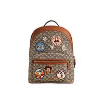 COACH Disney joint model Charter 29 classic presbyopic zipper closure fabric and leather backpack large size men's cocoa jacquard ruda