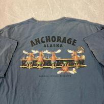 Duck Co Anchorage Alaska Moose Dropping Graphic Blue Mens XL Unisex T-Shirt S