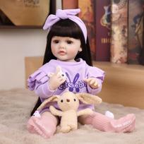 KEIUMI 22 Inch Reborn Girl Doll Bathe Silicone Vinyl Baby Realistic Newborn Doll Birthday Christmas Gift 22 inch black
