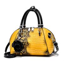 Floral Fashion Handbag Yellow Crocodile Pattern Women Tote Bag Ladies Small Shell Shoulder Bags CLE geltona