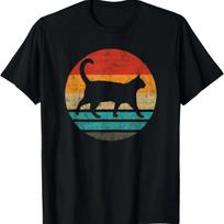 Cat Retro Style Vintage T-Shirt S juoda