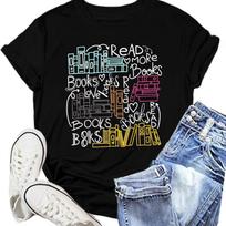 Book Shirts for Women Read More Books T-Shirt Reading Tee Teacher Tops S įvairiaspalvis