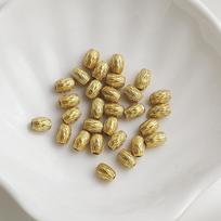 Gold-Plated Six-Character Mantra Spacer Beads, Frosted Rice Beads for DIY Bracelet Jewelry Making