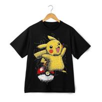 Pikachu Sketch Graphic T-Shirt - Streetwear Anime Electric Pokémon Style Tee Unisex T-Shirt L black