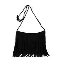 Moteriškas kutais puoštas rankinis krepšys per petį, didelės talpos, retro stiliaus, crossbody krepšys, bohemiškas kutais puoštas kurjerio krepšys kasdieniams pasivaikščiojimams, darbui, kelionėms juoda