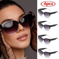 4 Pack Cat Eye Sunglasses Women Designer Gradient Lenses UV400 Protection Wide Leg Cateye Eyewear Fashion Shades