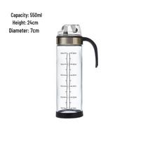 German-Style Leak-Proof Glass Oil Bottle with Scale, Auto Open-Close for Sauces & Vinegar