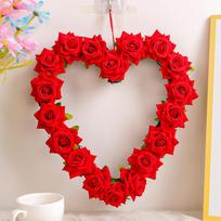 Love Heart Wreath Valentine's Day Wreath Wall Hanging Decor Valentines Day Gifts raudona