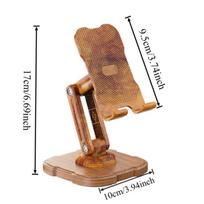 Multifunctional 360° Rotating Phone Mount with Adjustable Height – Heavy-Duty Carbon Steel and Wooden Desktop Stand brown