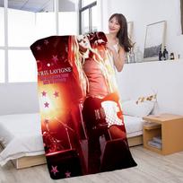 Avril Lavigne Microfiber Blanket Quick Drying Beach Towels Oversized Printing Super Absorbent Pool Towel Blanket W30*H60(CM) black