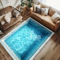 3D Swimming Pool Carpet Deepwater Fish Pond Rug for Living Room Bedroom Home Decor Floor Mat Non-slip Sofa Rug Doormat Gifts 40x60CM