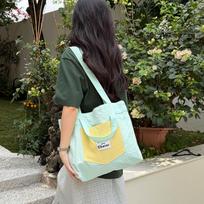 New Women's Nyl Color Block Tote Bag Korean Style Versatile Sweet Handbag Shoulder Bag