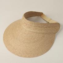 USPOP Raffia Sun Visor Hat for Women Adjustable Rollable Wide Brim Summer Beach Hat 54-62cm adjustable smėlis