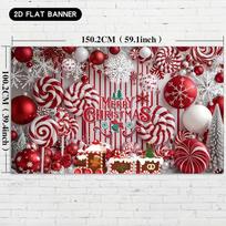 2D Peppermint Christmas Backdrop, Candy Cane and Gingerbread Theme 47.2x31.5inch/120*80cm