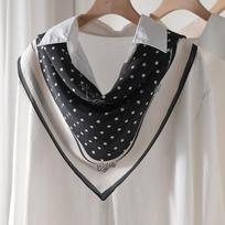 100% mulberry silk 65 silk double crepe retro polka dot square scarf women's spring summer thin elegant gift silk scarf 65*65cm