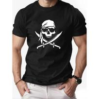 European Sizes Men'S Pirate Skull T-Shirt - Red & White Nautical Design with Skull & Crossbones, Lightweight Summer Tee for Beach, Parties S įvairiaspalvis