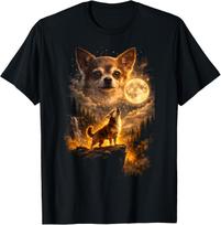 Chihuahua Howling to The Moon Funny T-Shirt Vintage Chihuahua Dog Tee Gift S-4XL S įvairiaspalvis