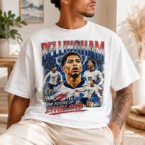 Jude Bellingham Anglijos rinktinė Nr. 10 Vintažinis Bootleg Koliažas Marškinėliai Oversized Retro Grafika Streetwear Y2k Trumpomis Rankovėmis Moteriški Vyriški Drabužiai 4XL