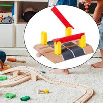 Aukščiausios kokybės medinis traukinio bėgių rinkinys - Puikiai tinka statybai ir kūrybai Level Crossing