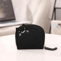 New Carry-On Small Fresh Cat Cartoon Coin Purse Multi-Card Compact Premium Netflix Cute juoda