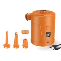Electric Air Pump Portable Outdoor Camping with 4 Nozzles Mini Inflate and Deflate orange