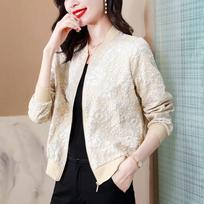 Women's Jacquard Jackets  Short Coats High-end Casual Outwear Loose Outer Spring Autumn Clothing Coat XXXXL
