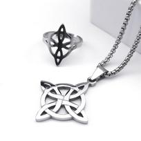 Stainless Steel Zircon Set Witch Irish Celtic Knot Wicca Pendant Necklaces for Women Men Earring Bracelet Ring nudo de bruja