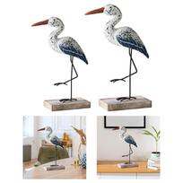 Sea Bird Figurine Collectible Retro Style Nautical Table Centerpiece Wooden Sculpture Desktop Ornament for Shelf Bedroom Cabinet S