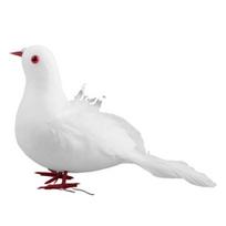 White Lifelike Artificial Bird Figurine Realistic Feathered Fake Peace Birds Ornaments for Christmas Tree Wedding Decor S A