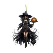 Gothic Witch Pendant 2D Acrylic Car Hanging Ornament Rearview Mirror Ornament for Halloween And Gothic A