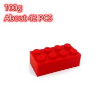 Bulk Building Blocks Bricks In Bulk 100g 42pcs 4*2dots 16 Colors Compatible  Children's toys DIY Christmas Gift Unisex raudona