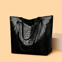 Large Stylish Black Crocodile Print PU Tote Bag for Women Stylish Handbag Shoulder Bag, Perfect for Shopping, Dates, Parties juoda