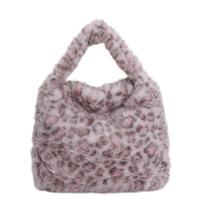 Faux Fur Leopard Clutch Purse Handbag for Women Vintage Soft Plush Small Shoulder Bags Winter Furry Chain Strap Crossbody Bag