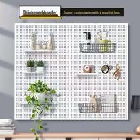 Framed Pegboard Wall Shelf: No-Drill Storage & Display Rack for Kitchen 100x30 with 10 hooks balta